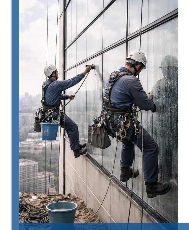 Профессиональная мойка фасадных окон альпинистами в Архангельске