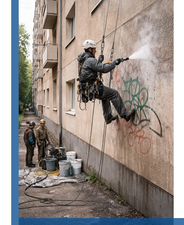 Удаление граффити с фасада в Архангельске без следов и повреждений