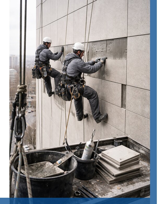 Ремонт фасада из керамогранита в Архангельске от 2570 р. | ВЫСОТНИК-Рхн