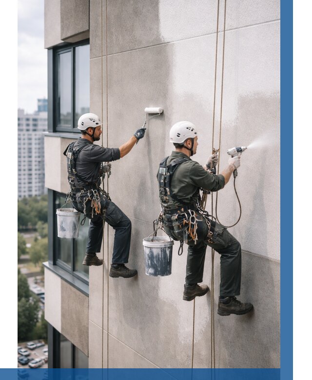 Покраска фасада альпинистами в Архангельске от 308 р. | ВЫСОТНИК-Рхн