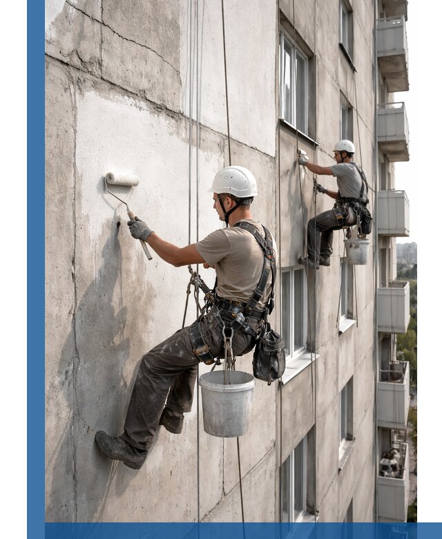 Покраска бетонного фасада в Архангельске для жилых и промышленных объектов