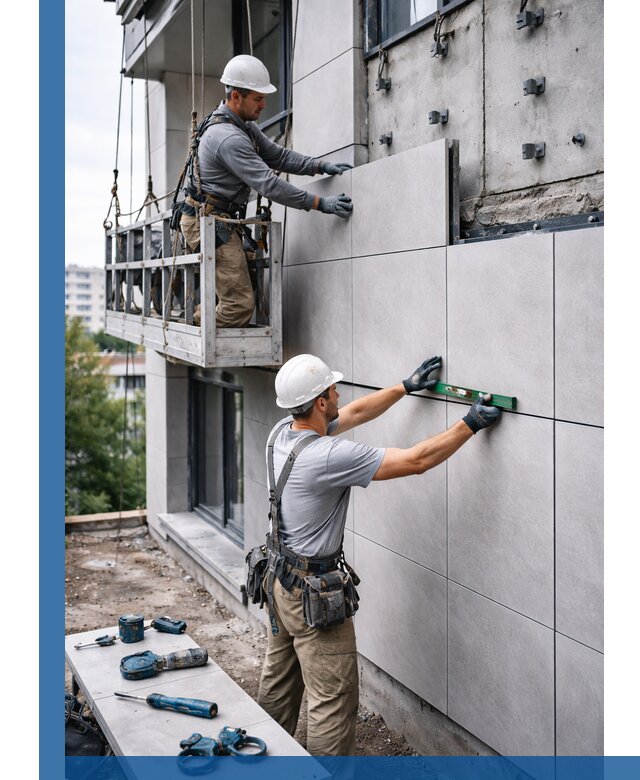 Монтаж керамогранита на фасад в Архангельске под ключ с гарантией качества