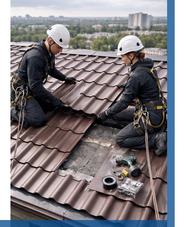 Ремонт металлочерепицы на крыше в Архангельске от 925 р. | ВЫСОТНИК-Рхн