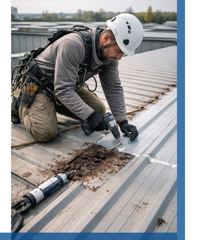 Ремонт профнастила на кровле в Архангельске от 720 р. | ВЫСОТНИК-Рхн