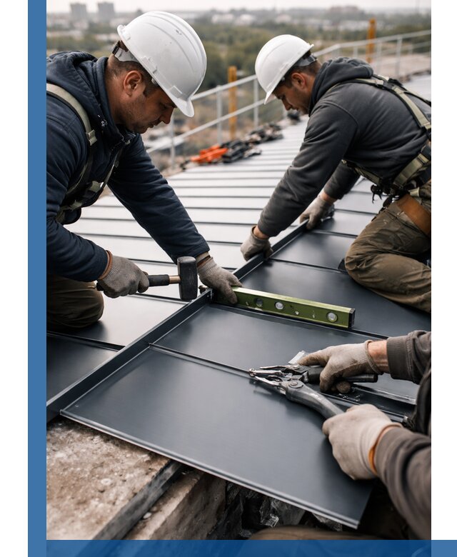 Монтаж фальцевой кровли в Архангельске для промышленных зданий