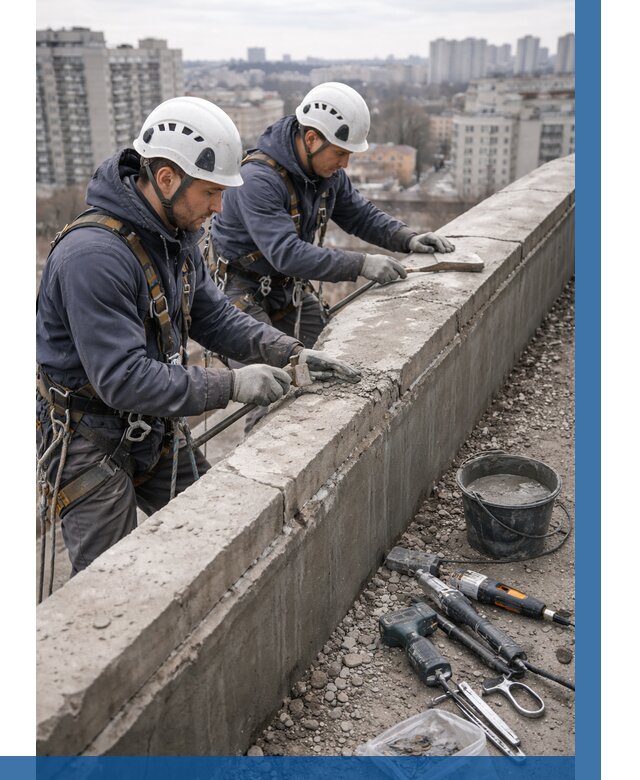 Ремонт парапета на кровле в Архангельске от 1542 р. | ВЫСОТНИК-Рхн