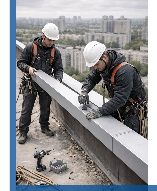 Монтаж парапетных крышек и ограждений кровли в Архангельске