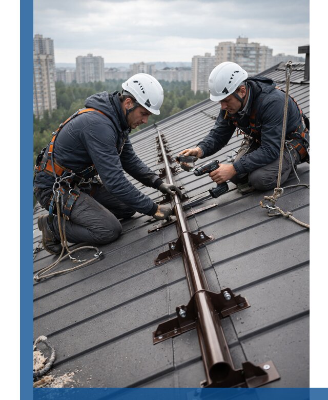 Монтаж снегозадержателей на кровле зданий в Архангельске под ключ