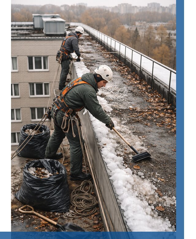 Очистка кровли по периметру в Архангельске от 565 р. | ВЫСОТНИК-Рхн