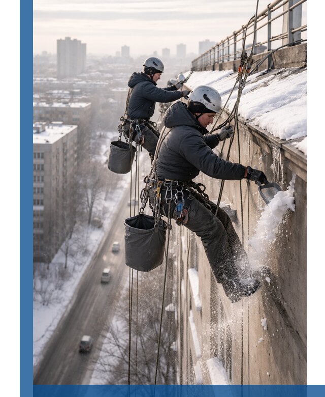 Очистка карнизов от снега в Архангельске профессионально и безопасно