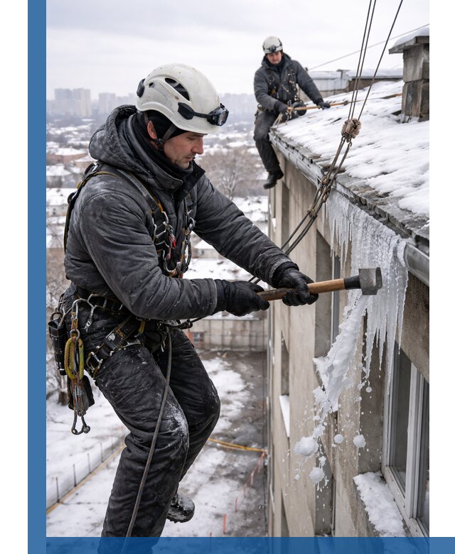 Сбивание и удаление сосулек с крыши в Архангельске безопасно