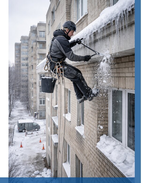 Удаление наледи с карнизов в Архангельске от 360 р. | ВЫСОТНИК-Рхн