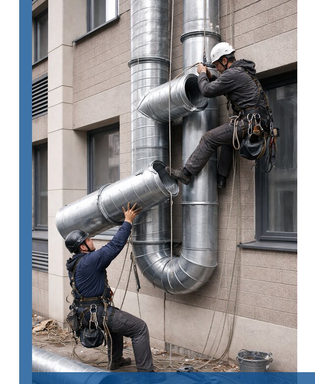 Монтаж фасадных воздуховодов в Архангельске с герметизацией и крепежом