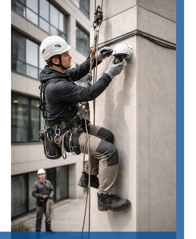 Монтаж камер видеонаблюдения на фасаде в Архангельске от 8739 р.-ВЫСОТНИК-Рхн