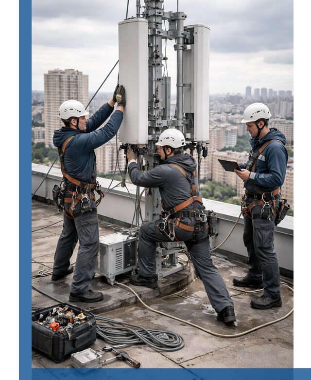 Монтаж антенн связи на крыше в Архангельске с вводом в эксплуатацию