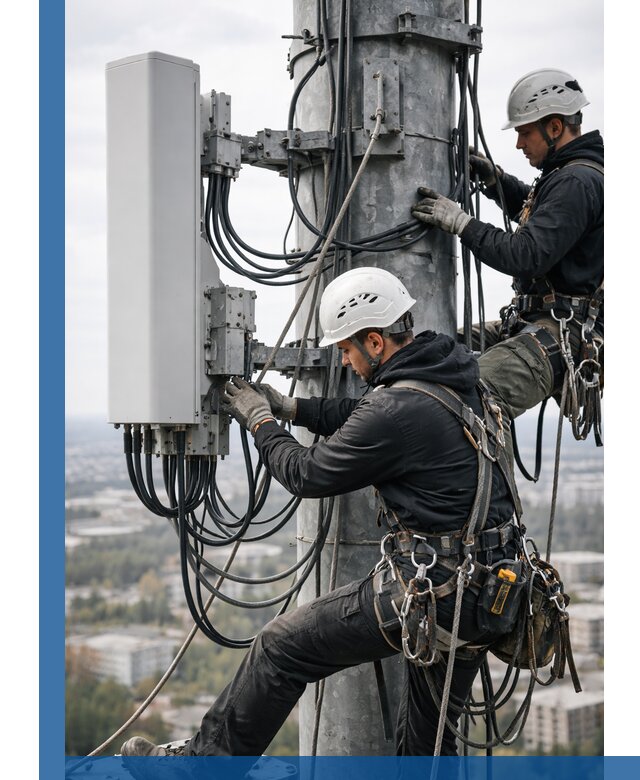 Монтаж оборудования связи на мачте в Архангельске с пусконаладкой