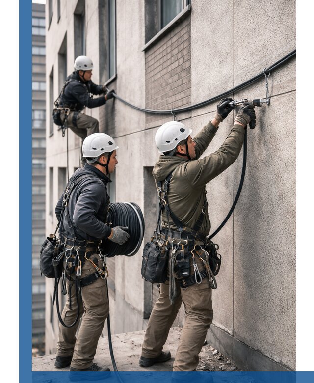 Прокладка кабеля по фасаду в Архангельске, профессиональный монтаж