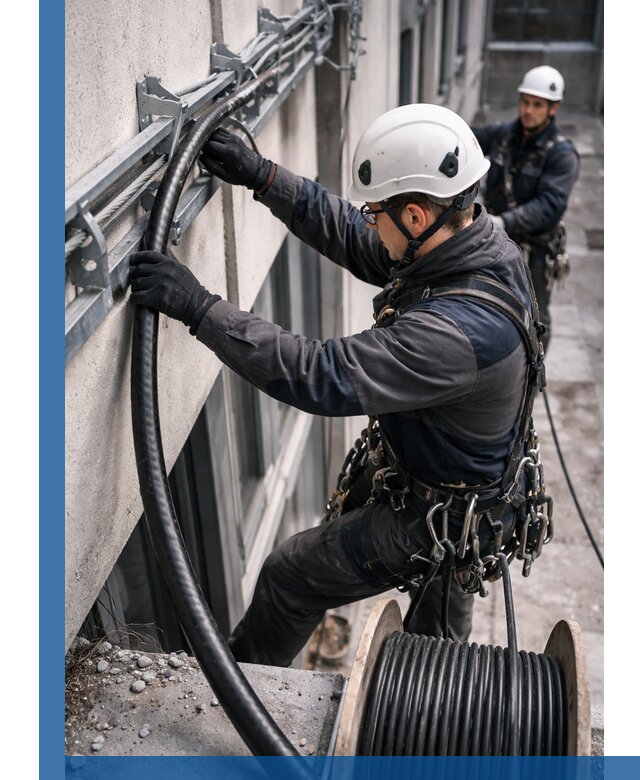 Протяжка кабеля питания на высоте в Архангельске с гарантией безопасности и качества