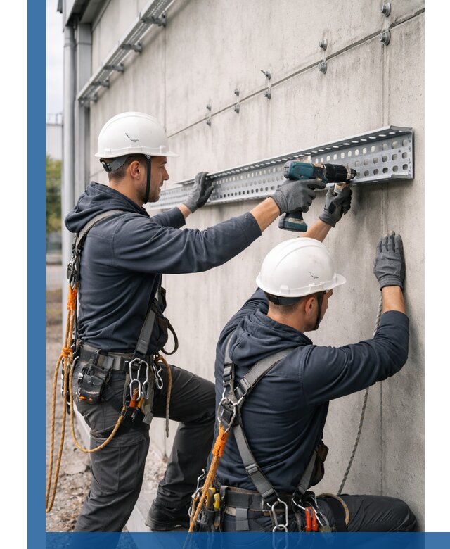 Монтаж кабельных лотков на фасаде зданий в Архангельске с гарантией