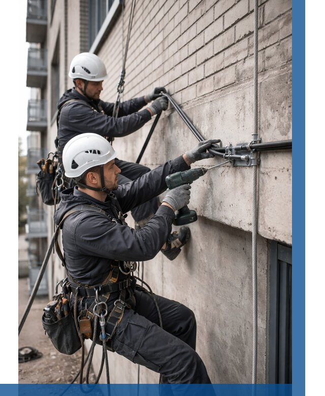 Крепление кабеля на фасаде в Архангельске от 360 р. | ВЫСОТНИК-Рхн