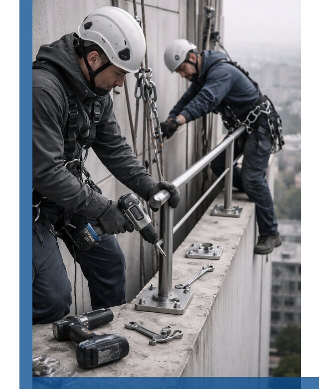 Монтаж перил на высоте в Архангельске для жилых и промобъектов