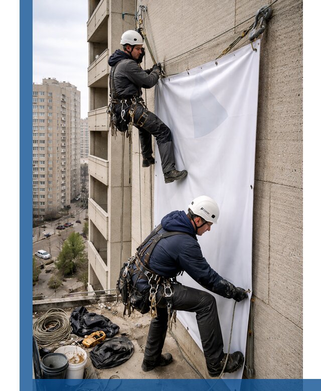 Профессиональный монтаж баннеров на фасаде в Архангельске