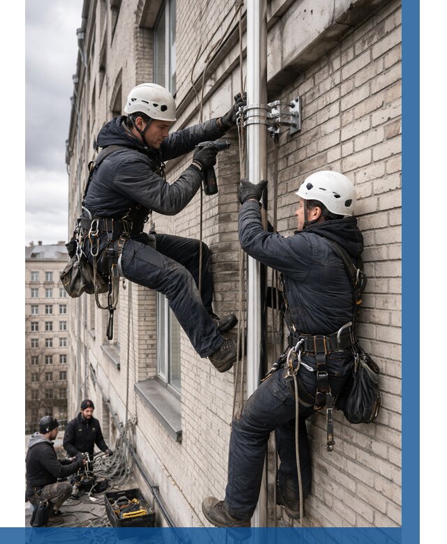 Монтаж флагштока на здании в Архангельске от 6683 р. | ВЫСОТНИК-Рхн