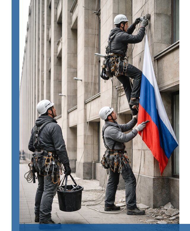 Профессиональная установка флагов на фасаде в Архангельске