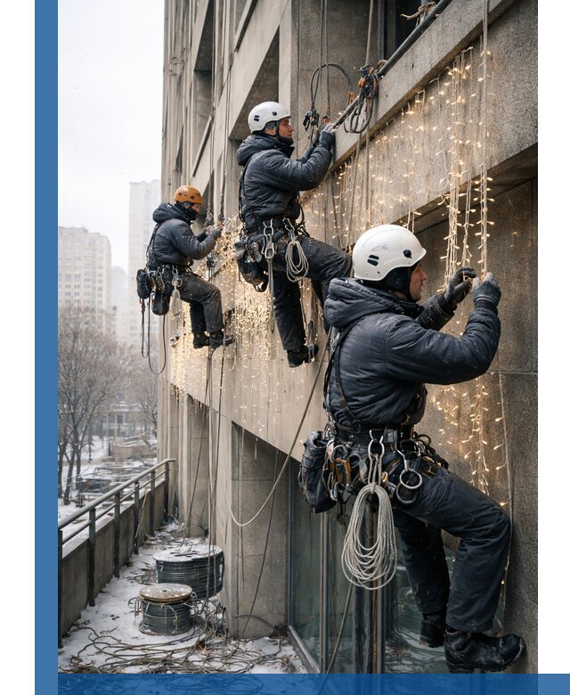 Монтаж новогодней иллюминации и украшение фасадов в Архангельске