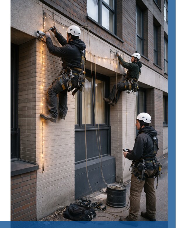 Монтаж гирлянд на фасаде в Архангельске от 3598 р. | ВЫСОТНИК-Рхн