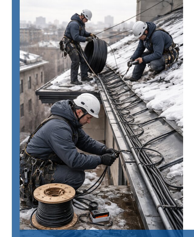 Монтаж греющего кабеля на кровле в Архангельске под ключ