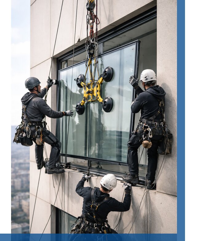 Монтаж стеклопакетов на высоте в Архангельске от 3290 р. | ВЫСОТНИК-Рхн