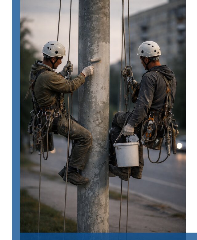 Покраска опор освещения и антикоррозийная защита в Архангельске