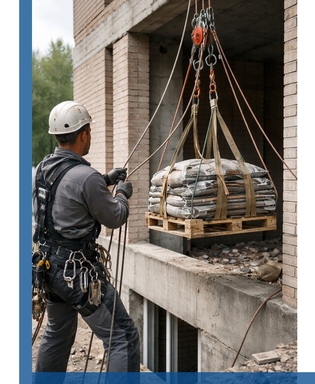 Подъем материалов на этаж веревками в Архангельске оперативно