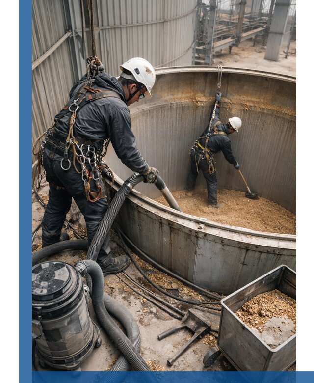 Профессиональная чистка зерновых бункеров в Архангельске с выездом