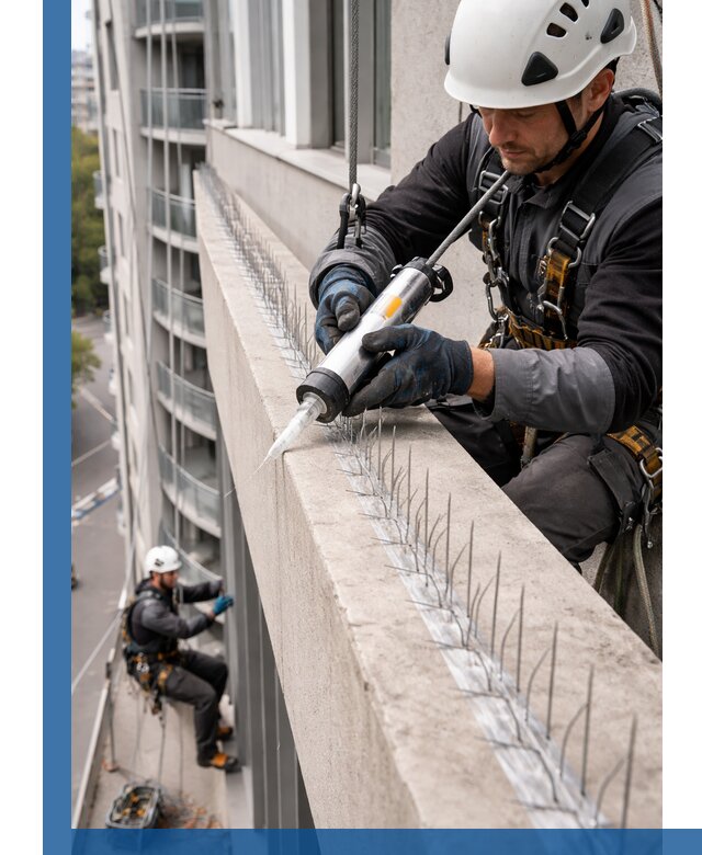 Установка шипов от птиц на фасадах и кровлях в Архангельске